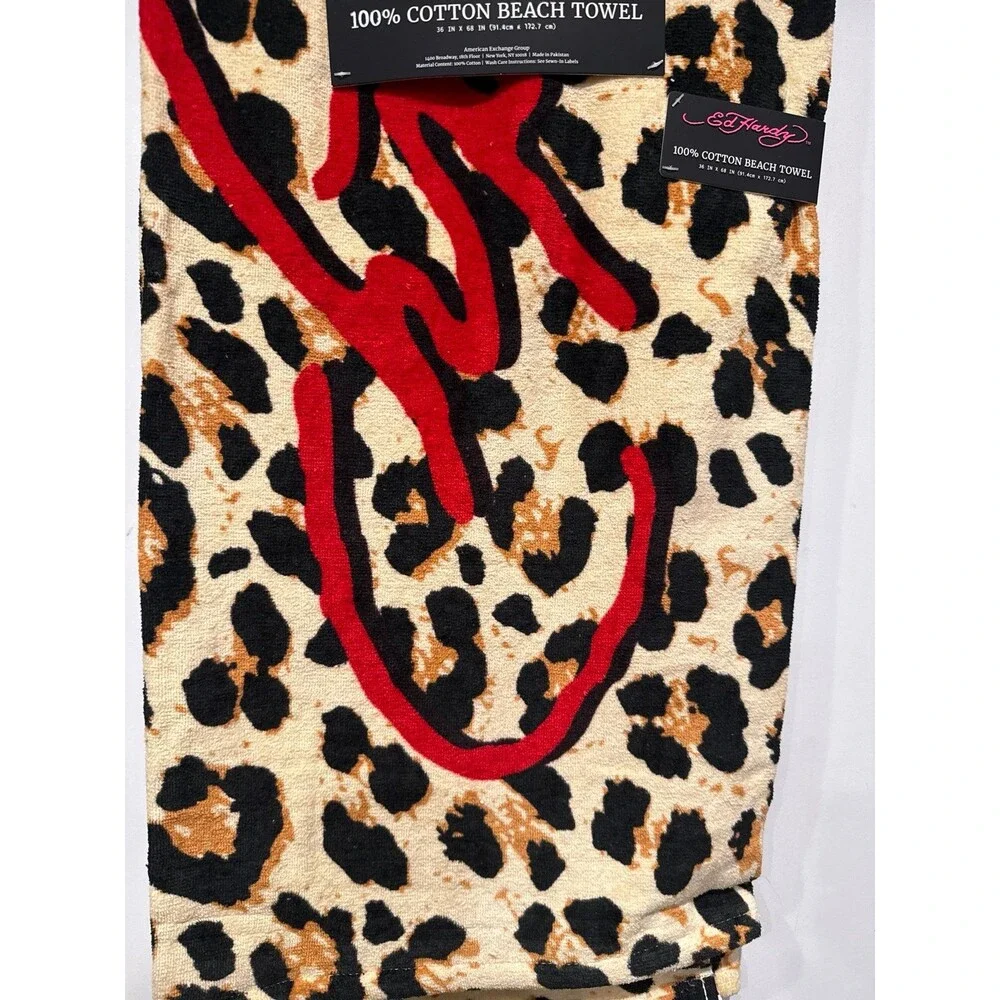 Ed Hardy Beach Towel-Cheetah